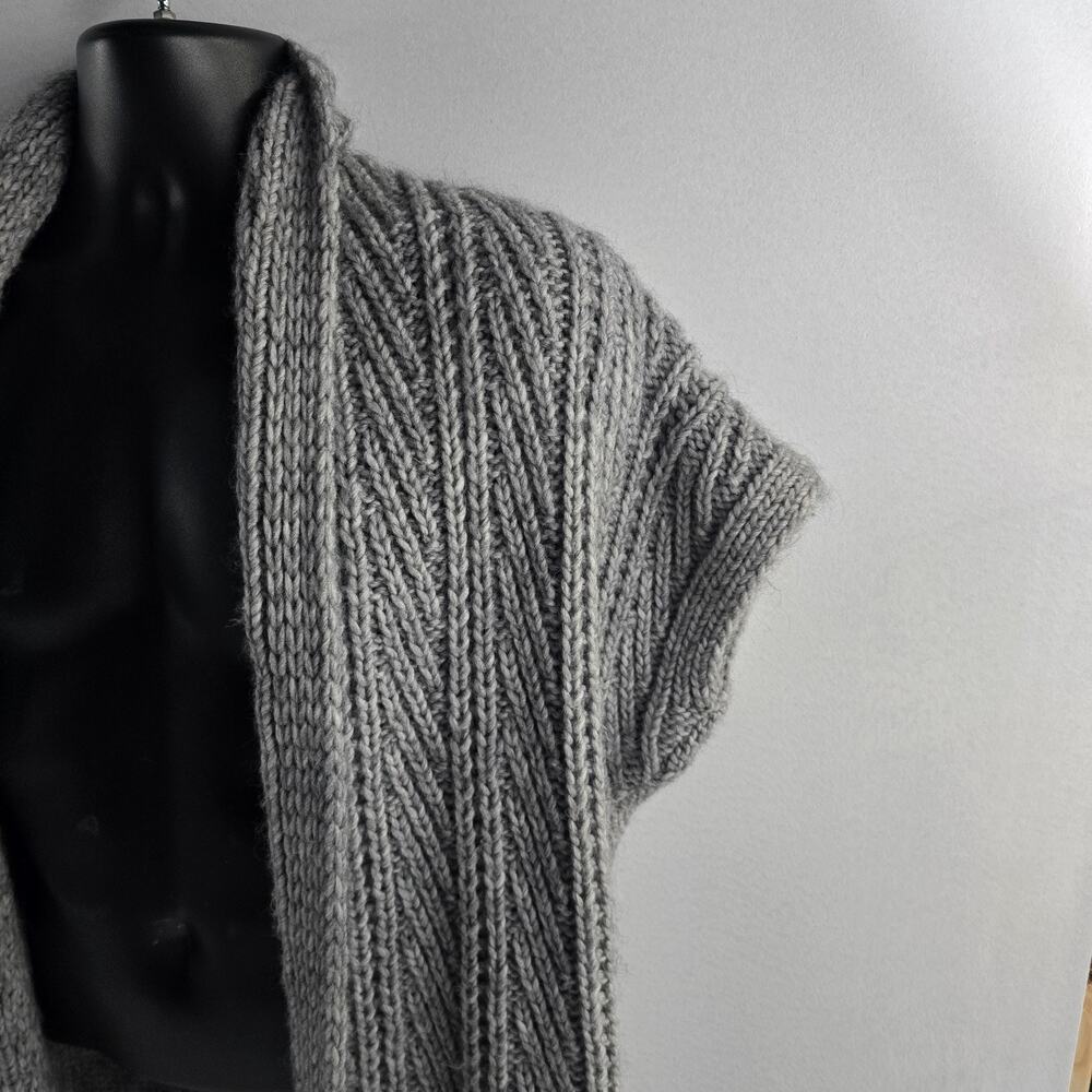 Elsamanda Open front cardigan wool alpaca S gray cable knit 6767 made Italy‎ - Picture 2 of 8